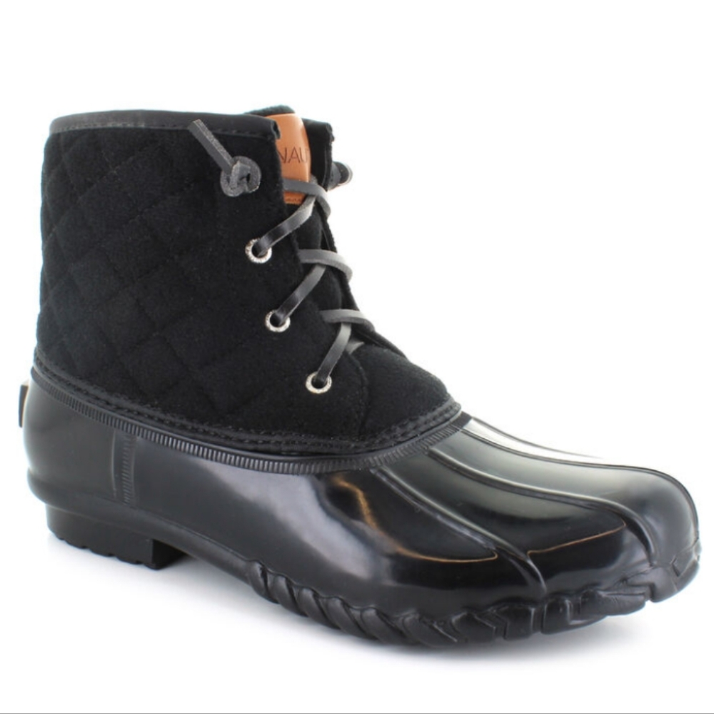Nautica Women's Wooley Duck Boots Zip-up Ankle Winter Booties Black Size 6